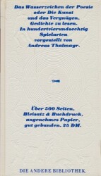 Cover von Das Wasserzeichen der Poesie oder die Kunst und das Vergnügen, Gedichte zu lesen