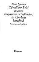 Cover von Öffentlicher Brief an einen sowjetischen Schriftsteller, das Überholte betreffend
